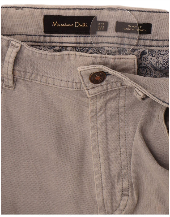 Massimo Dutti Pantalones Casuales Slim Fit para Hombre EU 40 Medium W32 L34 Gris