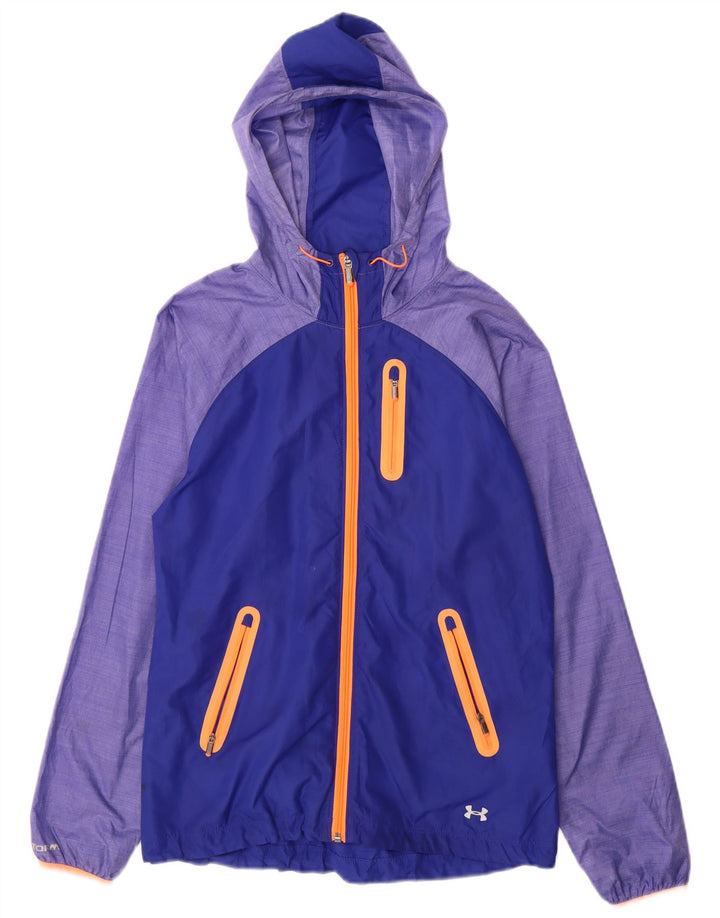 Under Armour Chaqueta impermeable con capucha para mujer UK 10 Small Blue Colourblock