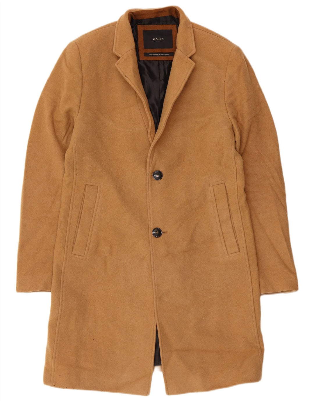 Zara Hombre Abrigo UK 38 Lana Beige Medio