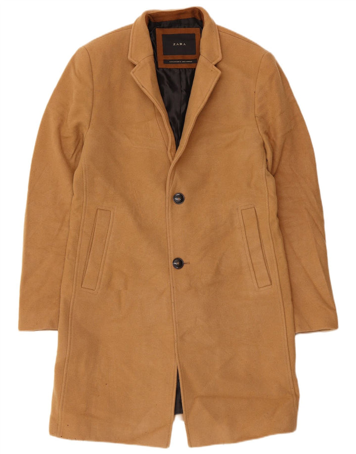 Zara Hombre Abrigo UK 38 Lana Beige Medio
