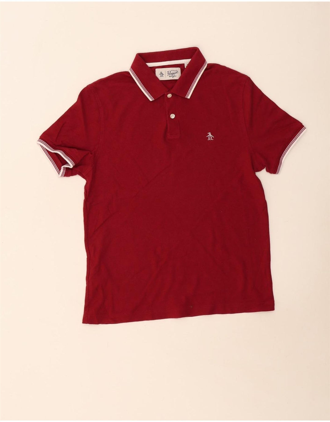Polo Penguin para hombre pequeño de algodón burdeos