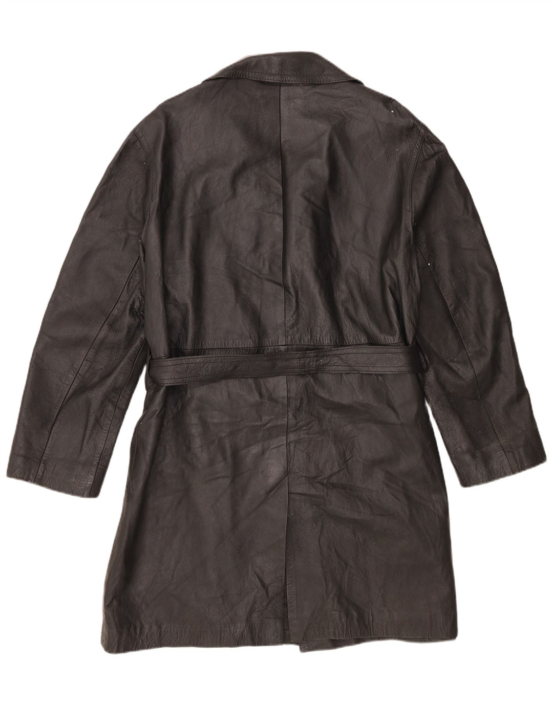 Vintage mujer cuero abrigo Reino Unido 14 grande negro