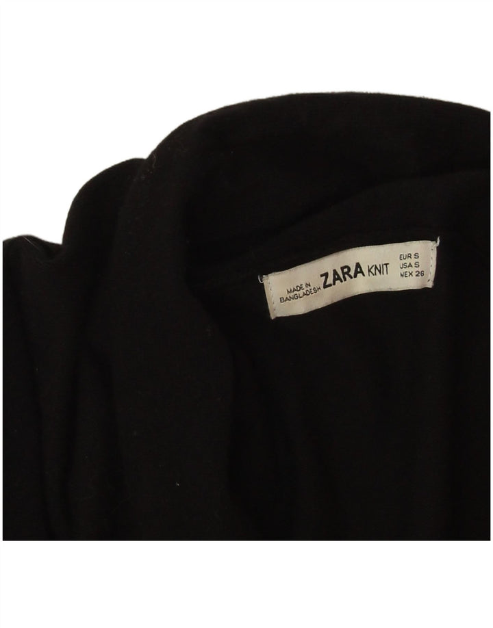 Zara Mujer Suéter Cárdigan Abierto Largo De Gran Tamaño UK 10 Small Negro