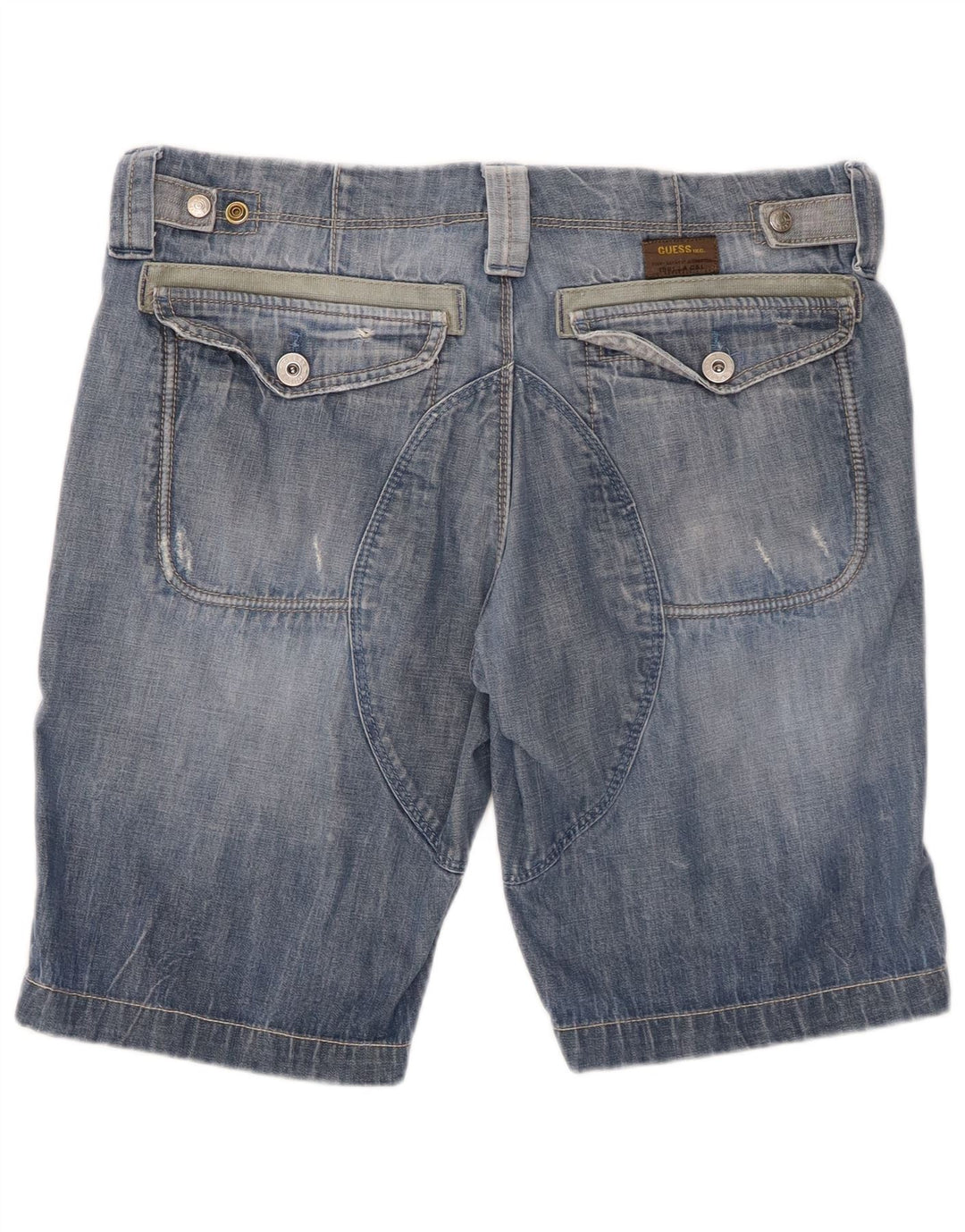 GUESS Shorts vaqueros cargo para hombre W33 Azul medio