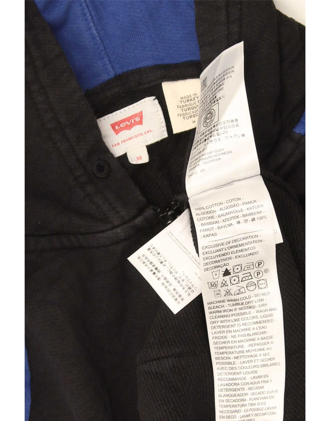 Levi's Hombre Sudadera Con Capucha Y Cremallera De Algodón Color Block Mediano Negro
