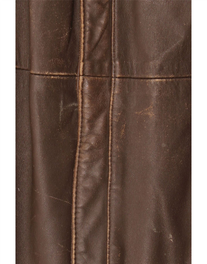 Chaqueta de cuero vintage para hombre IT 52 XL cuero marrón