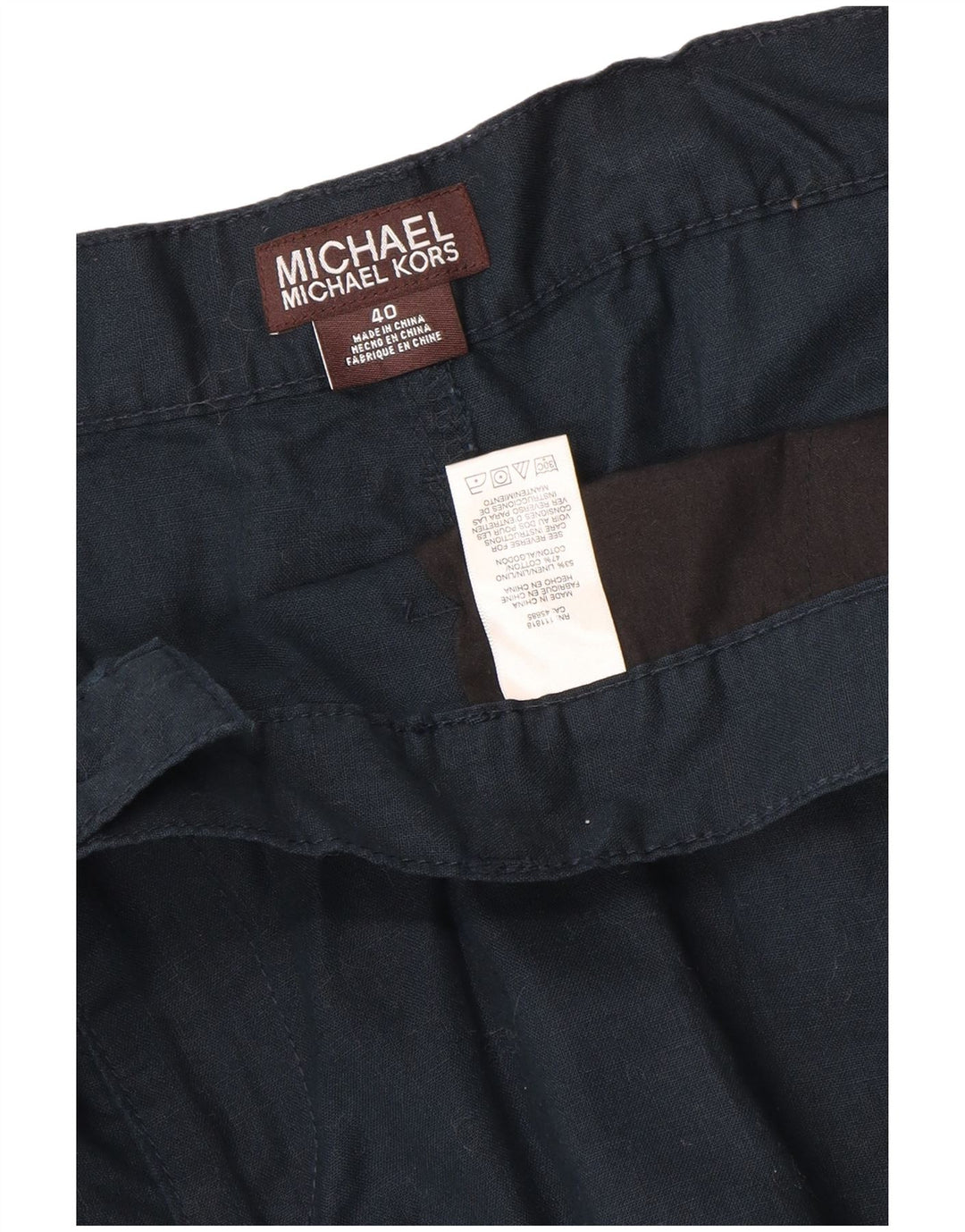 Michael Kors Pantalones cortos cargo para hombre W40 XL Lino azul marino
