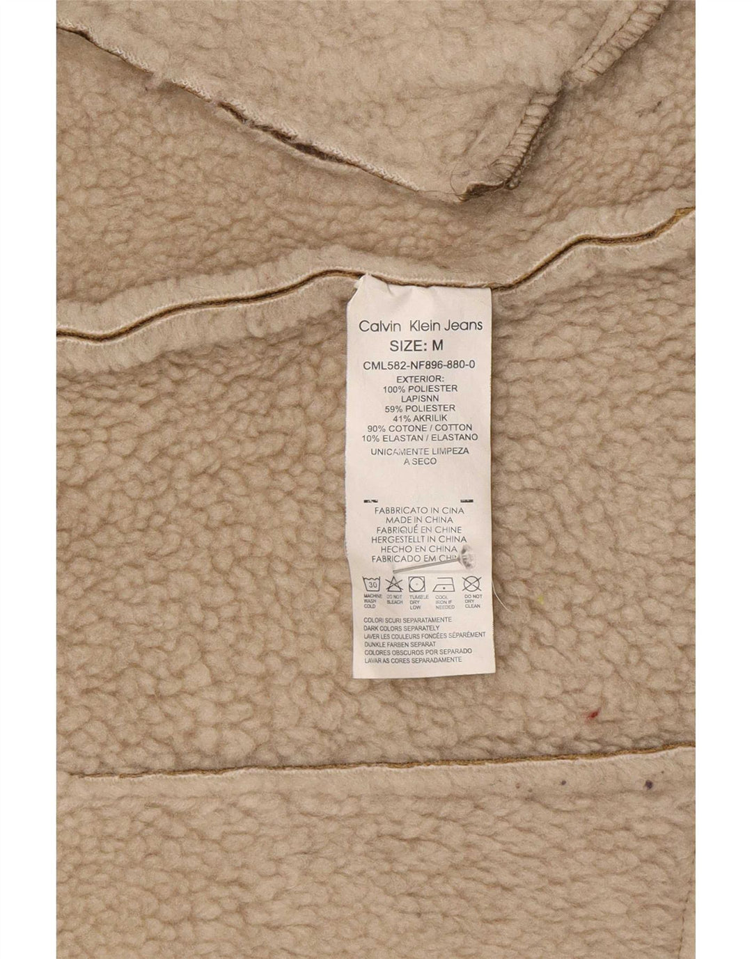 Calvin Klein Jeans Chaqueta Sherpa para Mujer UK 14 Poliéster Marrón Medio