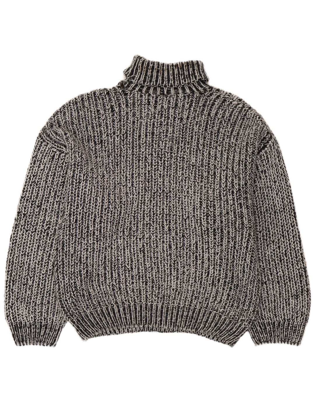 Vintage hombres rollo cuello jersey suéter XL gris