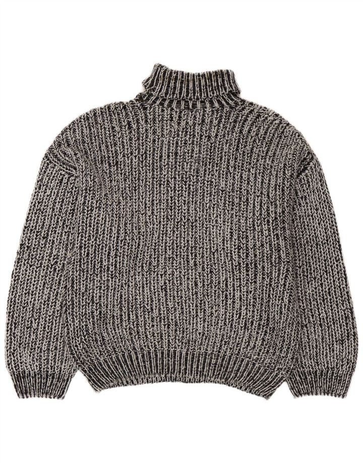 Vintage hombres rollo cuello jersey suéter XL gris