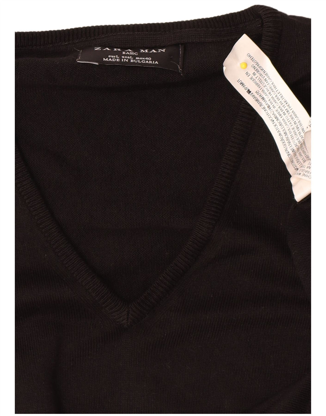Zara Hombre Jersey Con Cuello En V Jersey Grande Algodón Negro