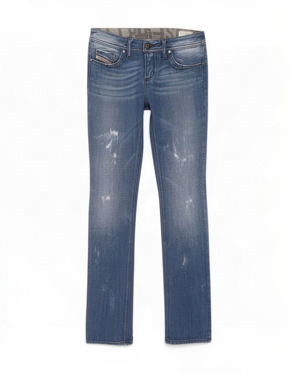 Diesel Mujer Lowky Vaqueros Rectos Desgastados W28 L32 Algodón Azul