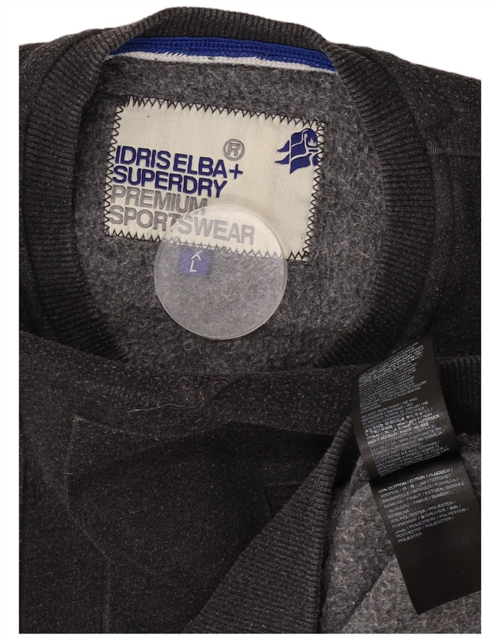 Superdry Sudadera con gráfico gráfico para hombre, jersey de algodón gris grande