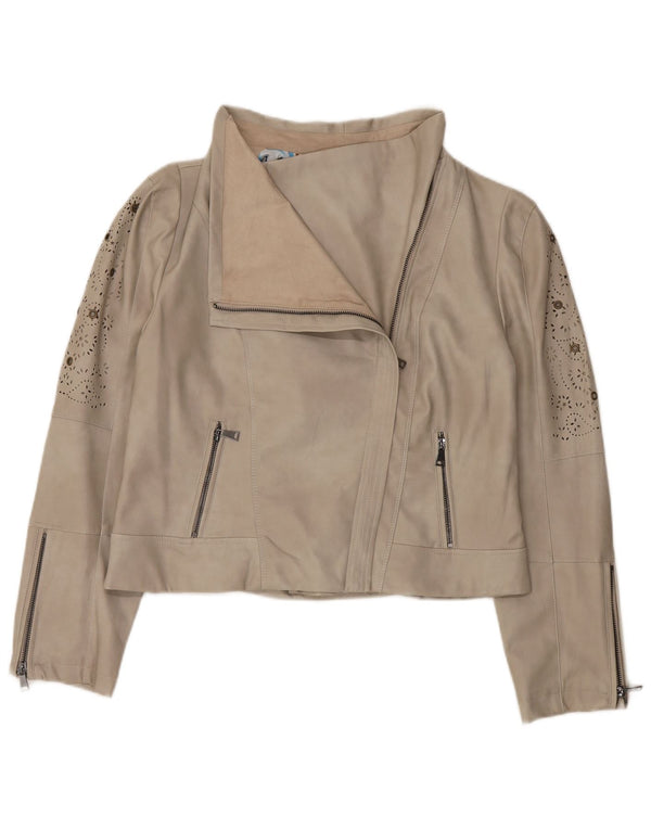 Desigual Mujer Chaqueta Biker De Piel Sintética EU 46 XL Mariposa Gris