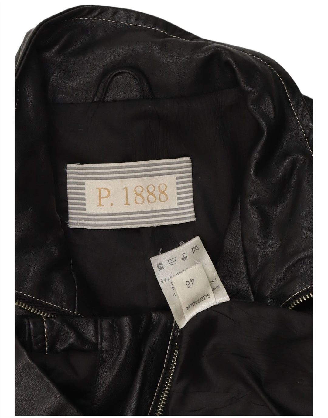 Vintage mujer cuero biker chaqueta IT 46 cuero negro grande