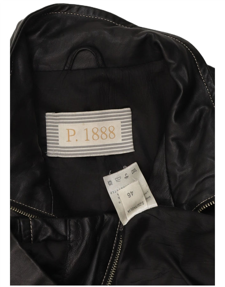 Vintage mujer cuero biker chaqueta IT 46 cuero negro grande