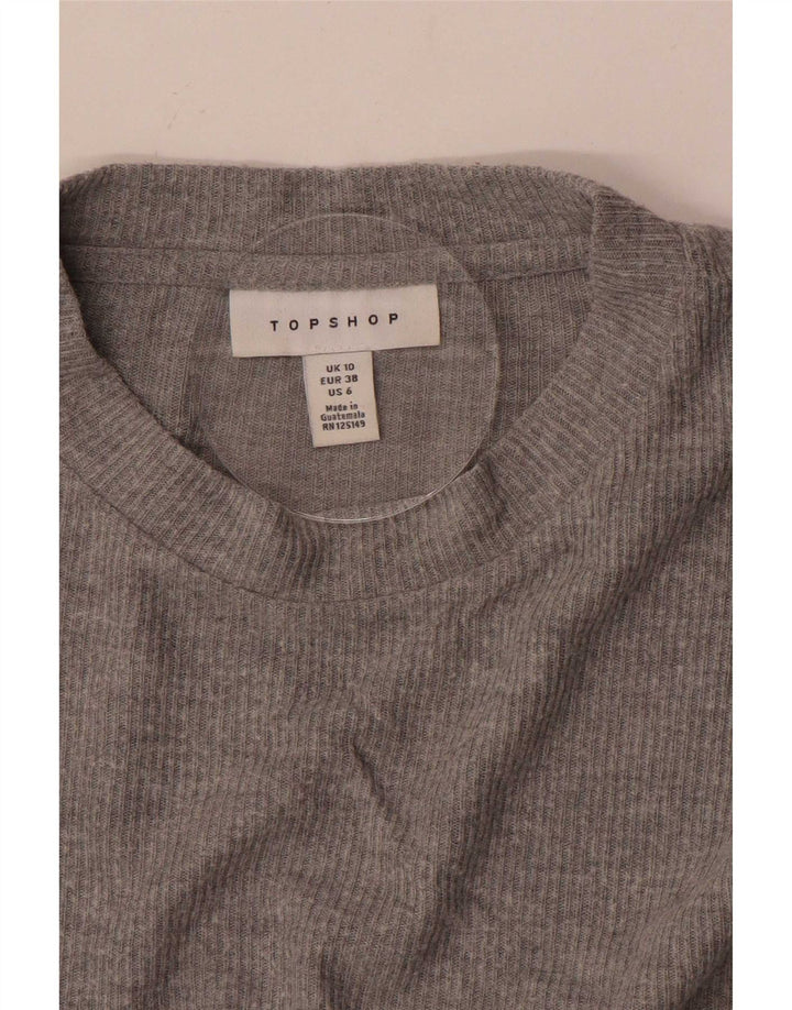 Topshop Top extragrande para mujer, manga 3/4, talla 40, talla pequeña, color gris