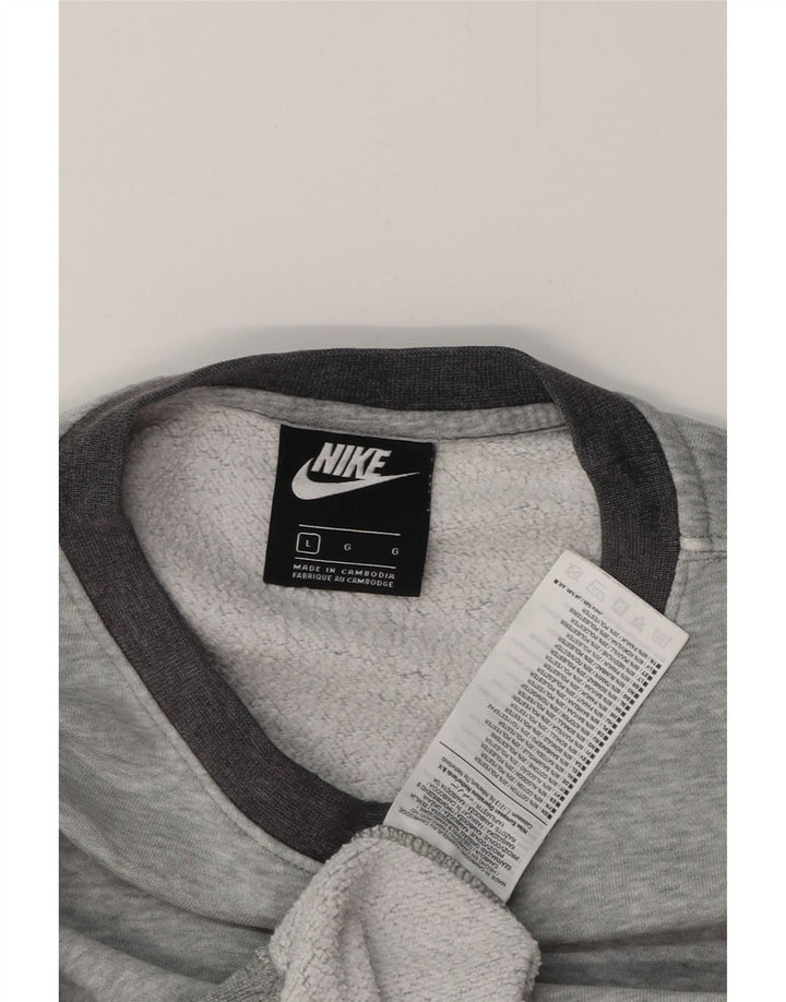 NIKE Hombre Sudadera Jumper Grande Gris Algodón
