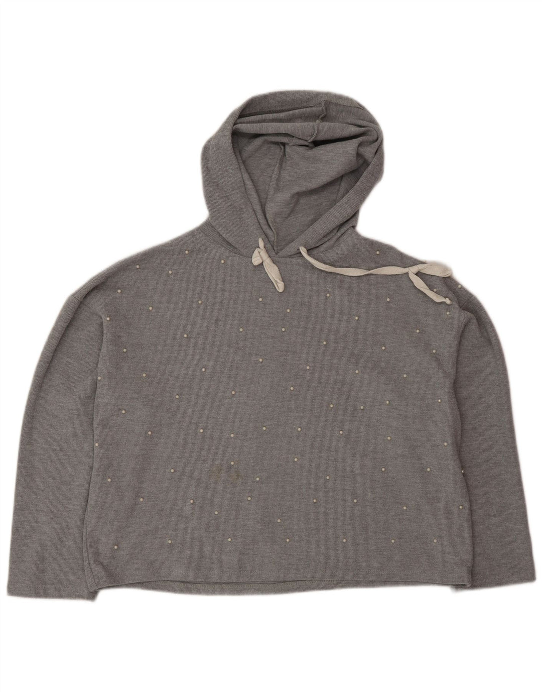 Zara Mujer Top extragrande con capucha Manga larga UK 44 Gris medio manchado