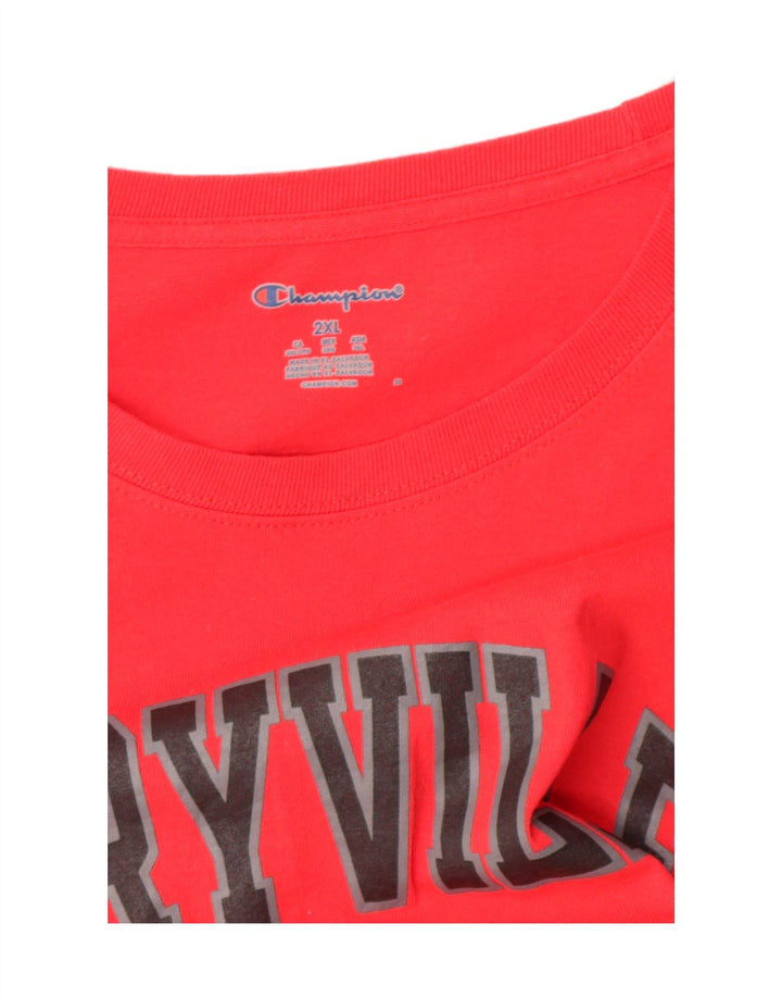 CHAMPION Mens Graphic T-Shirt Top 2XL Red Vintage Champion and Second-Hand Champion from Messina Hembry 
