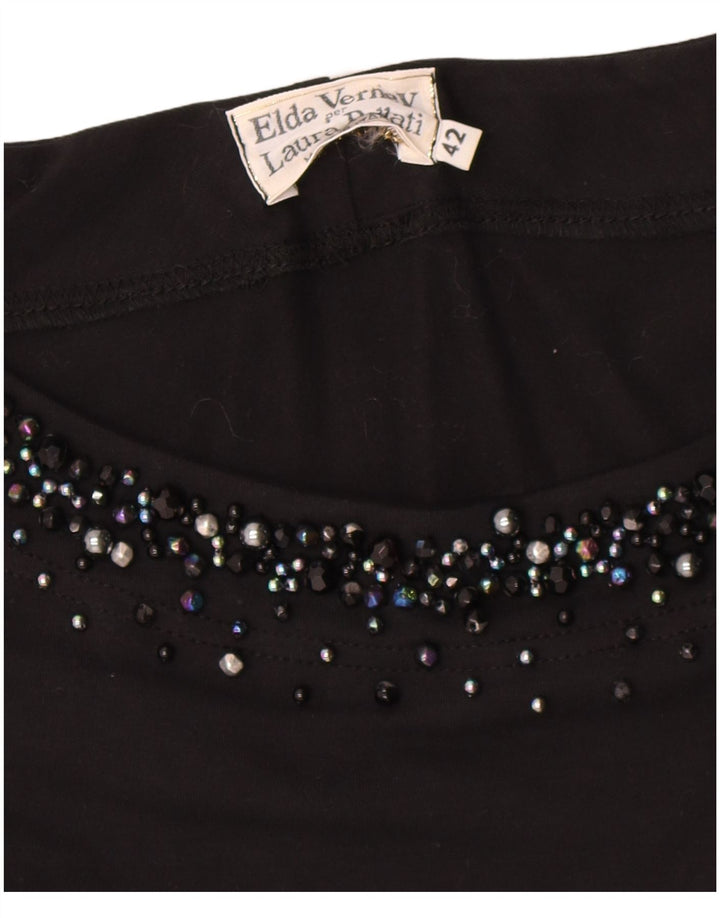 Vintage Mujer Maxi Vestido IT 42 Medio Negro