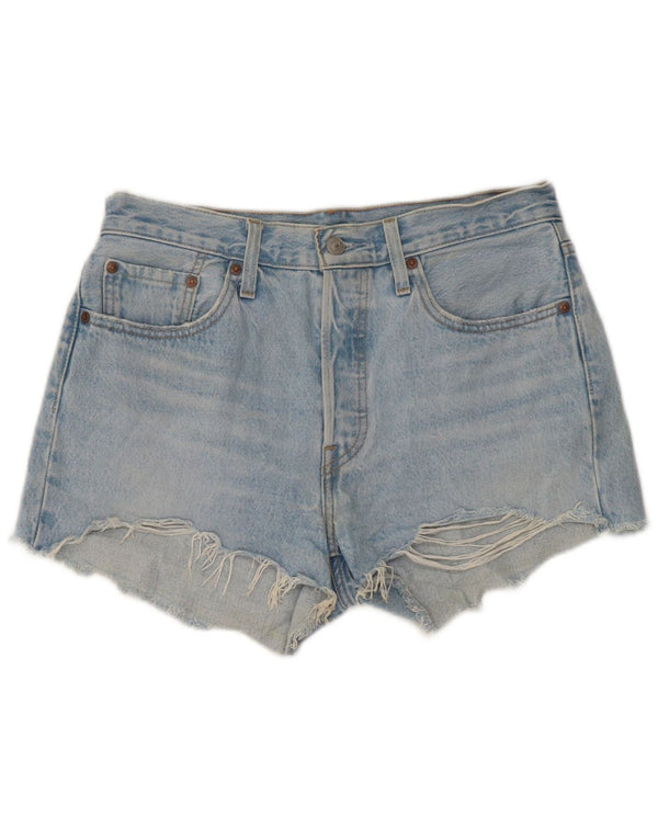 Levi's Mujer 501 Denim Hot Pants De Cintura Alta W28 Algodón Azul Medio