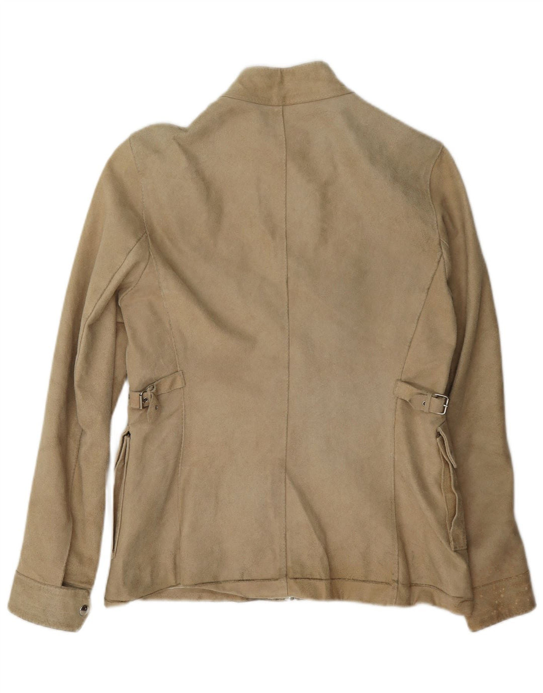 Vintage mujer ante chaqueta Reino Unido 14 cuero beige grande