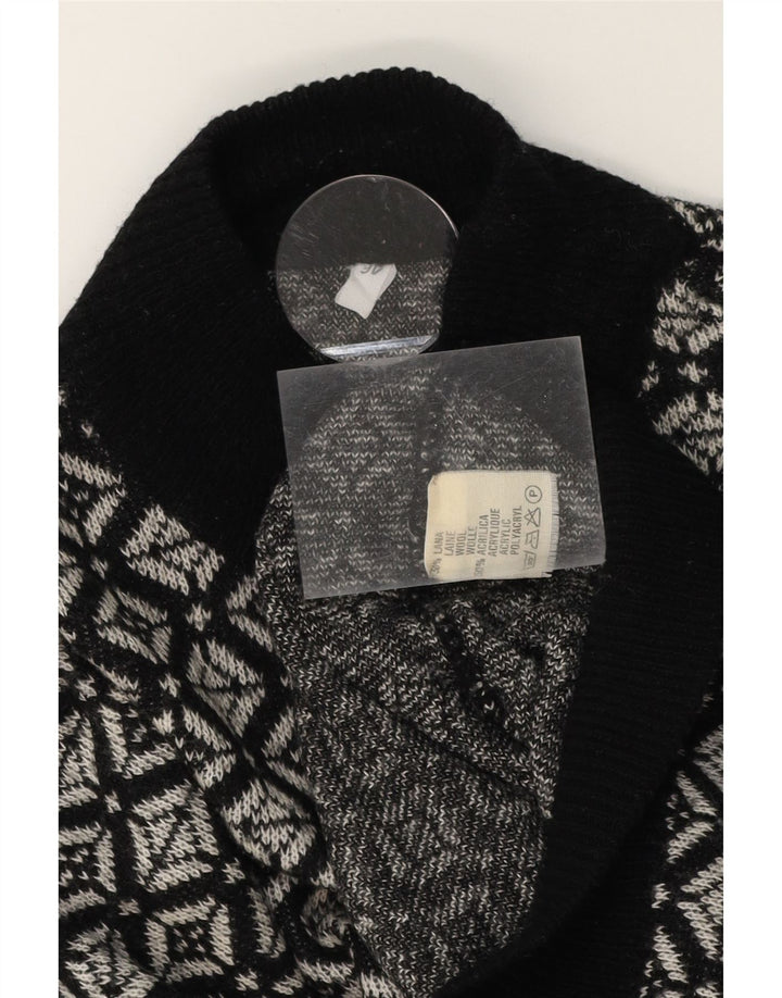 VINTAGE Womens Turtle Neck Jumper Sweater IT 46 Large Black Argyle/Diamond Vintage Vintage and Second-Hand Vintage from Messina Hembry 