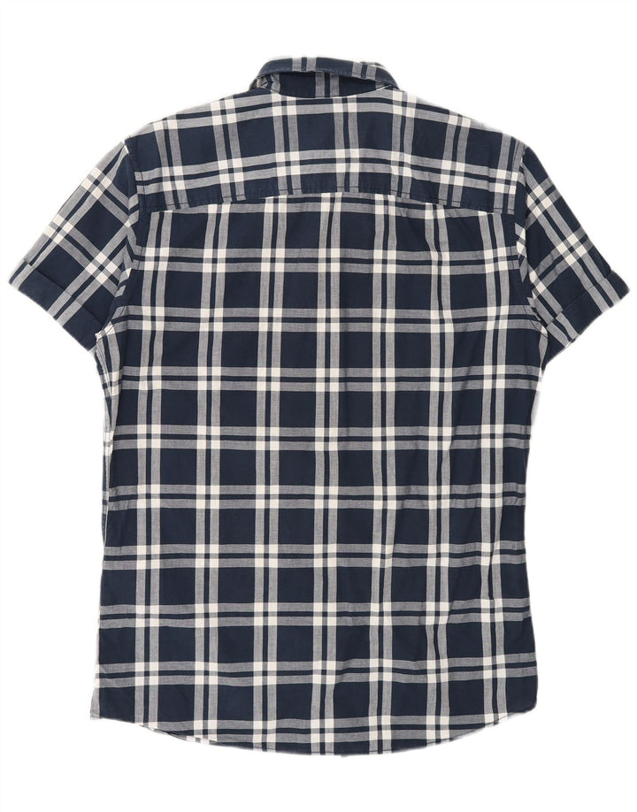 Jack & Jones Hombre Camisa Manga Corta Medium Azul Marino Cuadros Algodón