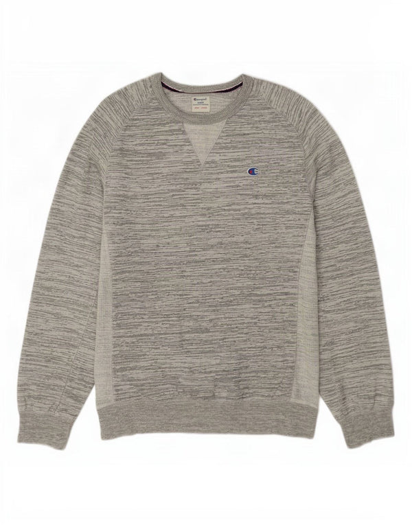 Champion Sudadera tipo jersey para hombre, tamaño grande, algodón moteado gris
