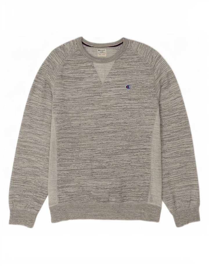 Champion Sudadera tipo jersey para hombre, tamaño grande, algodón moteado gris