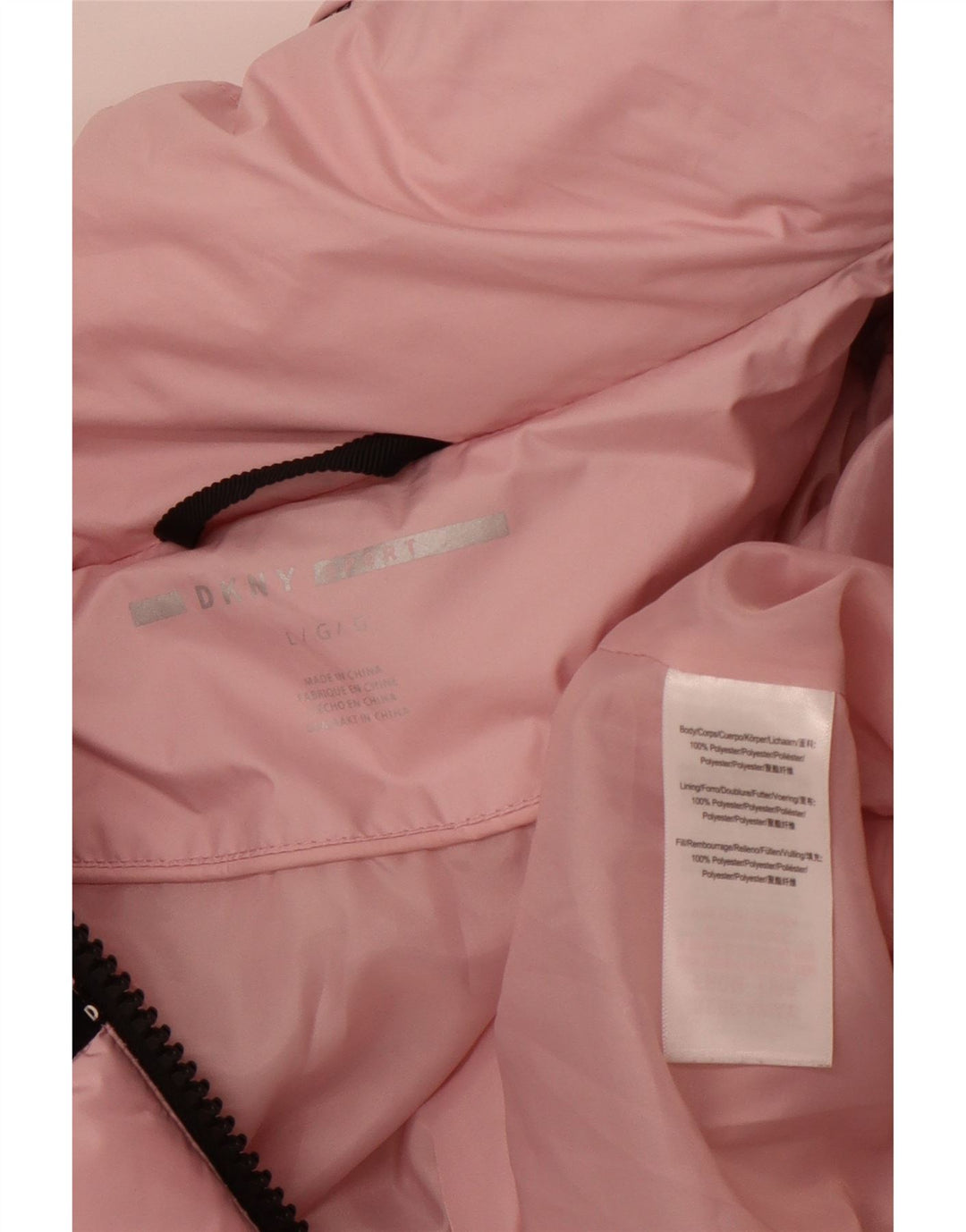 DKNY Chaqueta acolchada gráfica para mujer UK 46 Poliéster a rayas rosa grande