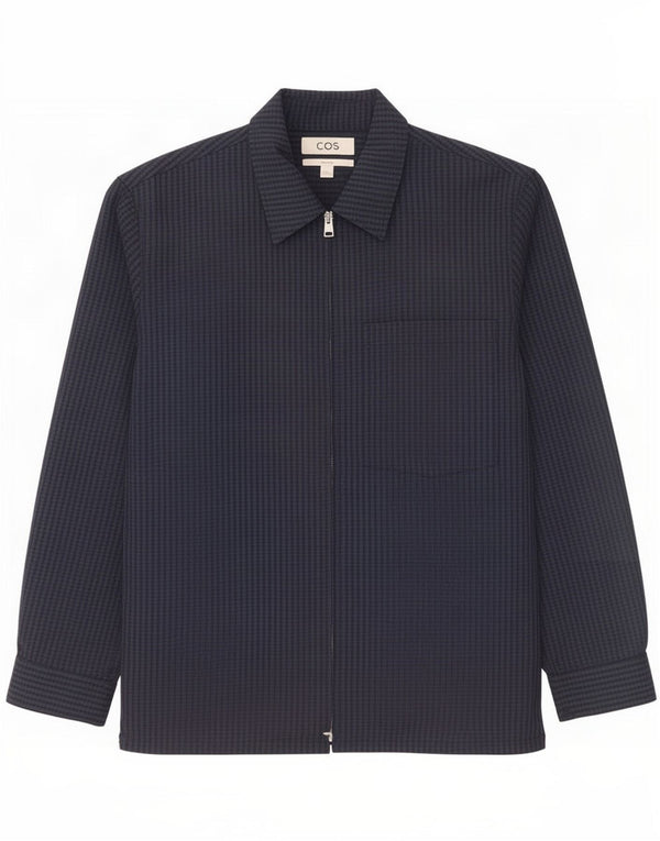 Chaqueta bomber relajada para hombre Cos UK 38 Lana a cuadros azul marino mediana