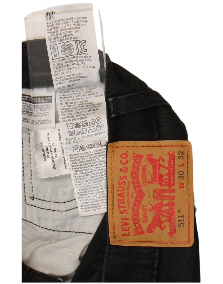 Levi's Hombre 511 Slim Jeans W30 L29 Algodón Negro