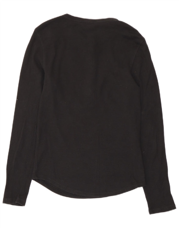 Marks & Spencer - Camiseta de manga larga para mujer, talla 40, talla pequeña, algodón negro