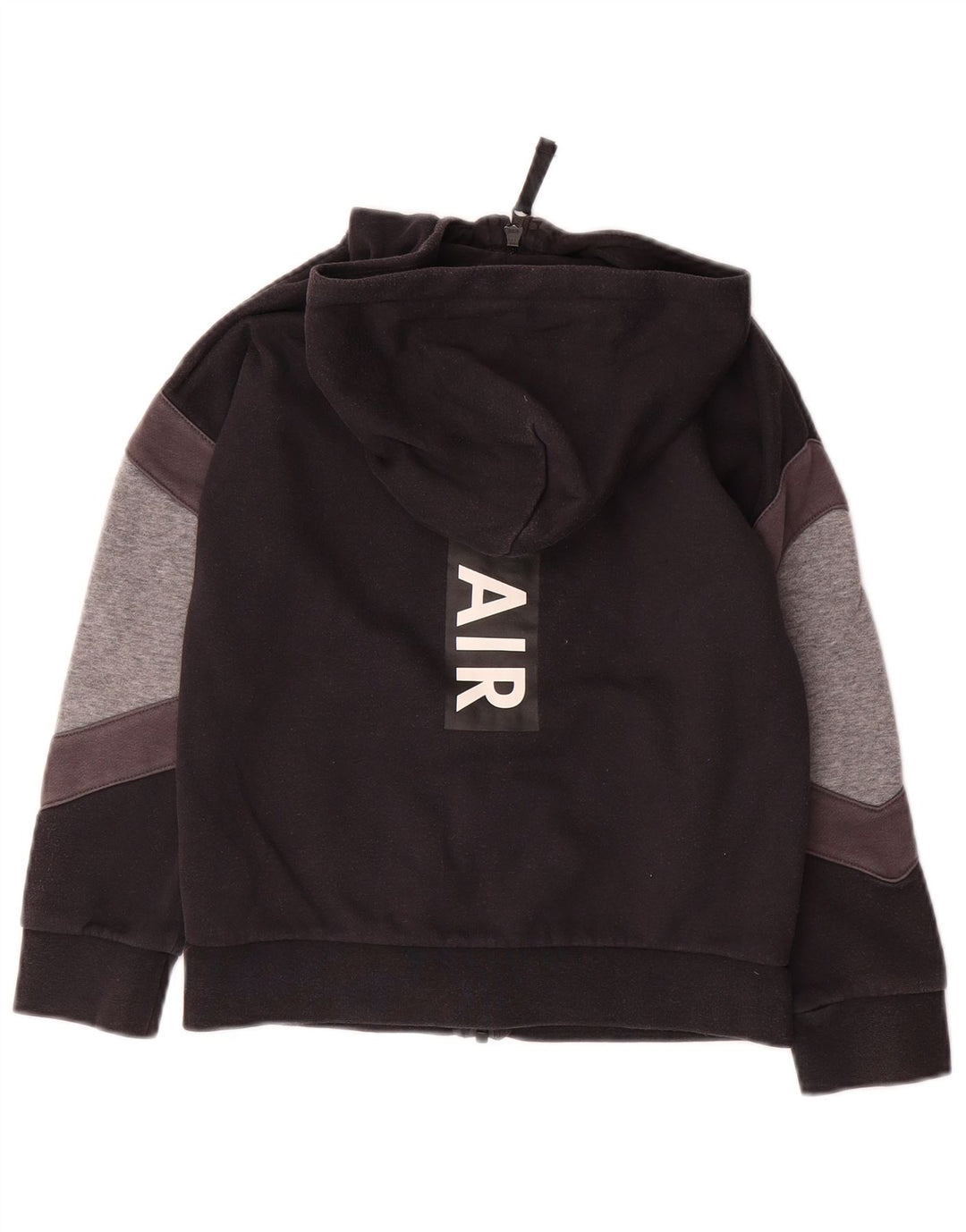 NIKE Sudadera con capucha y cremallera Air Graphic para niños de 8 a 9 años, talla pequeña, color negro