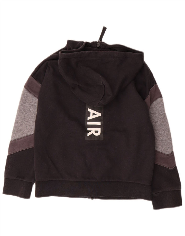 NIKE Sudadera con capucha y cremallera Air Graphic para niños de 8 a 9 años, talla pequeña, color negro