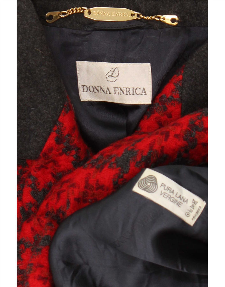 Donna Enrica Chaqueta tipo blazer de 3 botones para mujer UK 46 Large Red Houndstooth