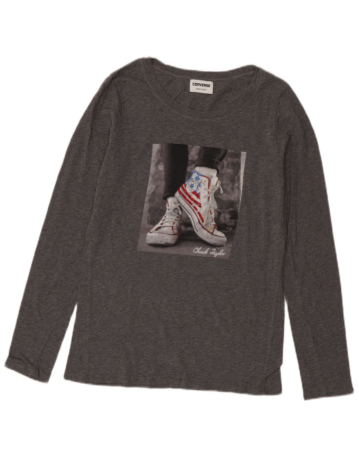 Converse Chuck Taylor Graphic Top manga larga para mujer UK 12 Gris medio