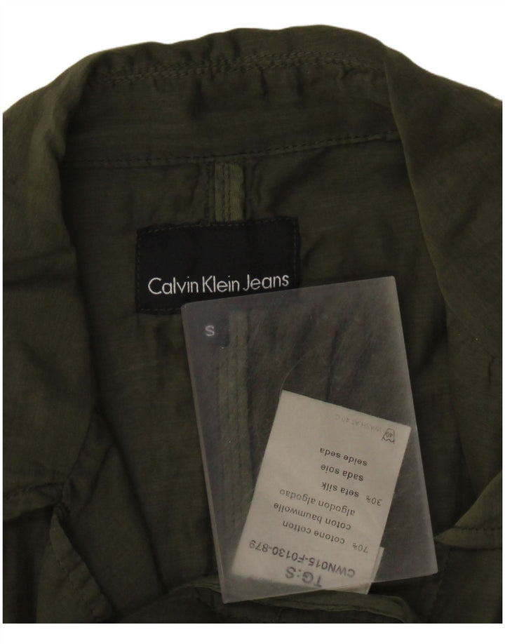 Calvin Klein Jeans Chaqueta Blazer de 2 Botones para Mujer UK 10 Small Green Cotton