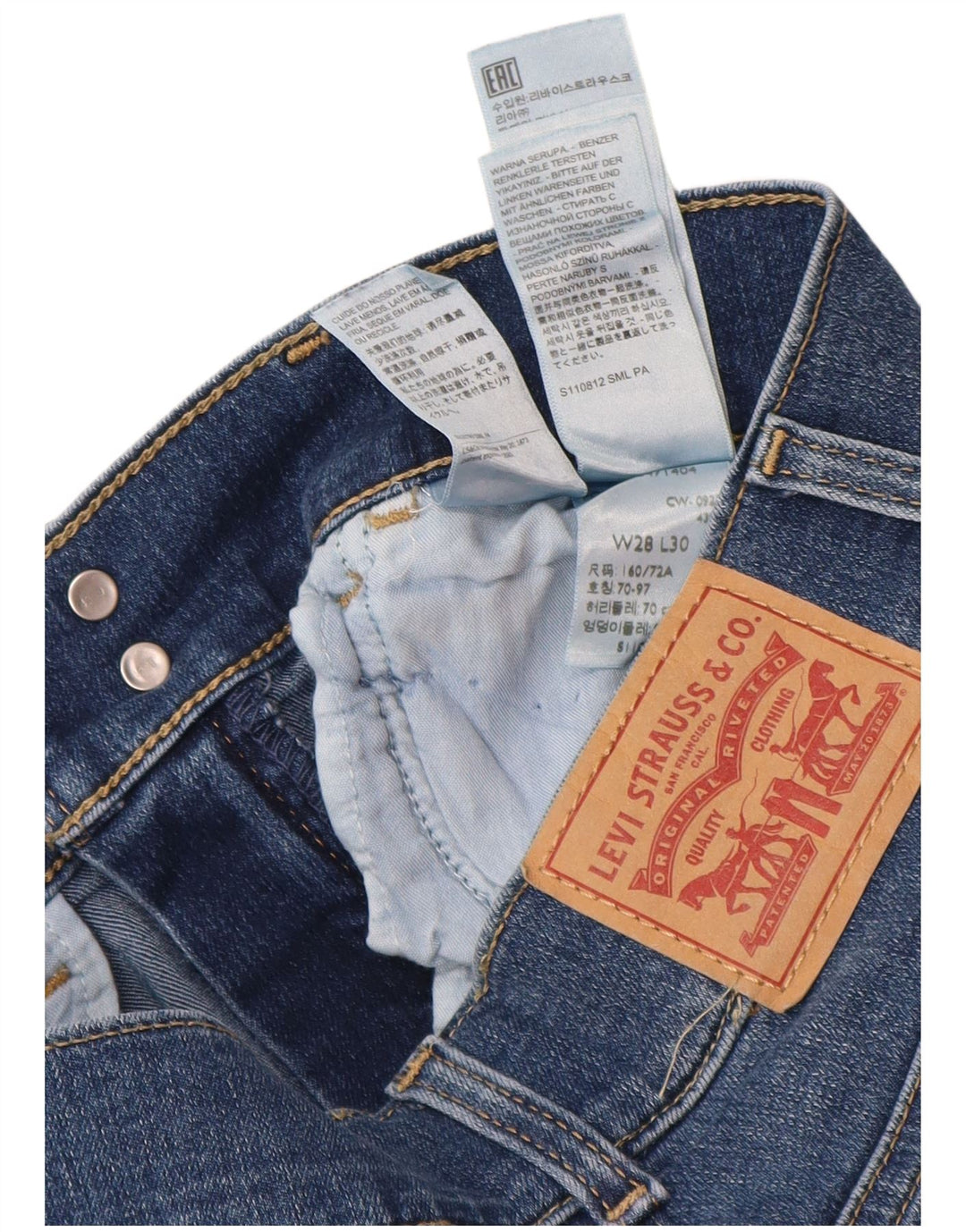 LEVI'S Vaqueros pitillo de cintura alta para mujer W28 L30 Algodón azul