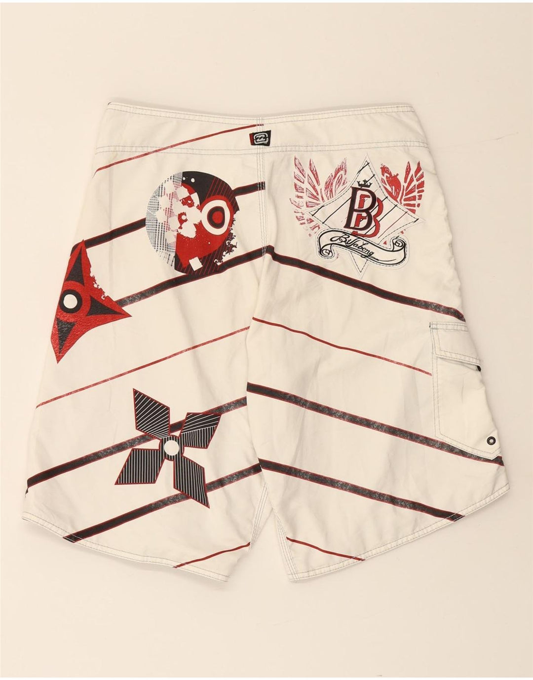 BILLABONG Bañador con gráfico para hombre, tamaño mediano, color blanco roto, a rayas