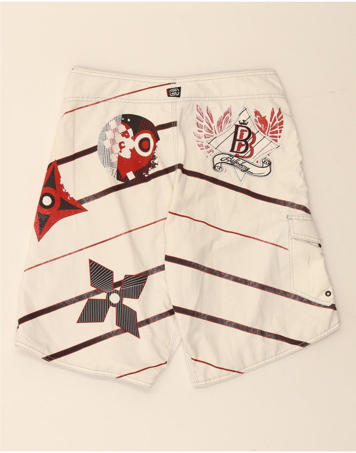 BILLABONG Bañador con gráfico para hombre, tamaño mediano, color blanco roto, a rayas