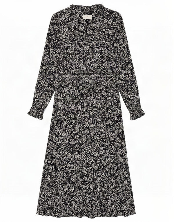 Marks & Spencer Vestido largo de manga larga para mujer UK 10 Small Azul marino Floral