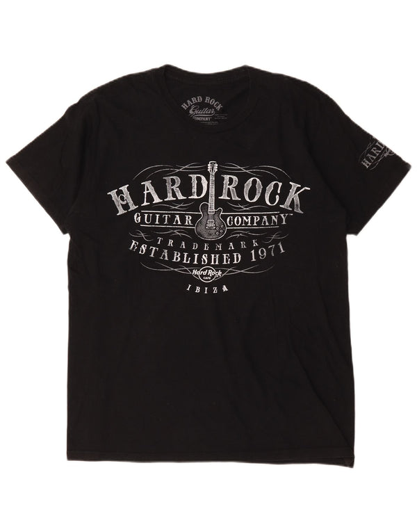 Hard Rock Cafe Mens Ibiza Graphic Camiseta Top Medio Algodón Negro