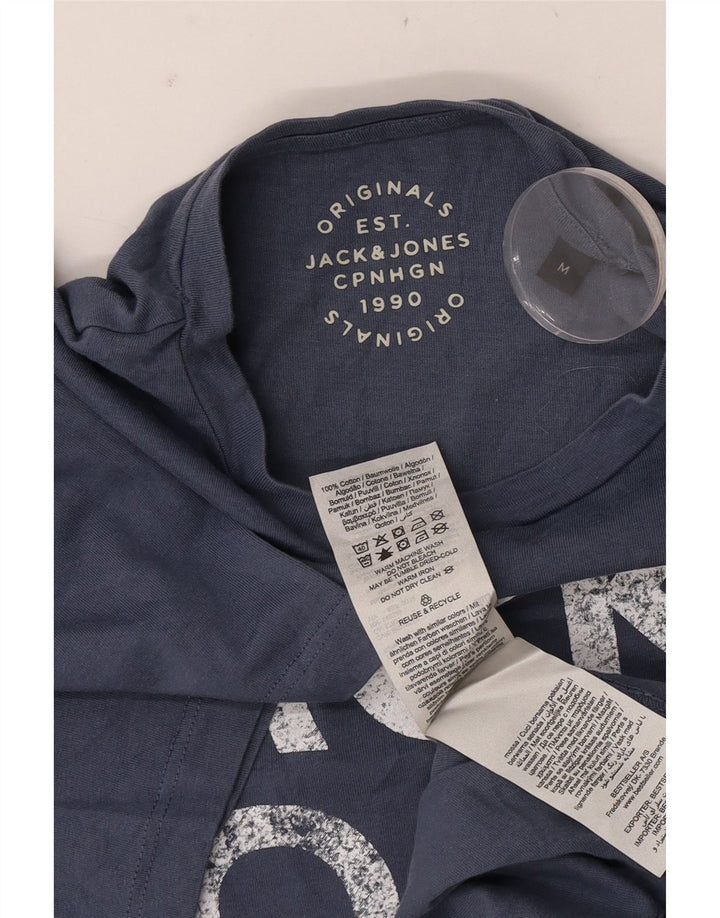 Jack & Jones Hombre Camiseta Gráfica Top Algodón Azul Medio