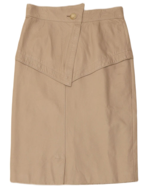 Falda de cuero vintage para mujer W28 Beige medio