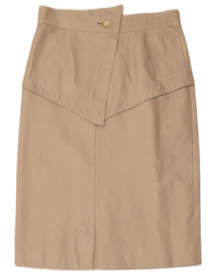 Falda de cuero vintage para mujer W28 Beige medio