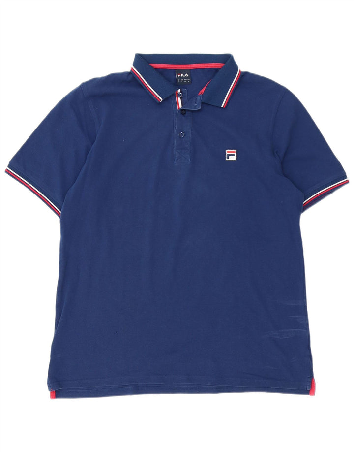 FILA Polo para hombre grande azul marino algodón