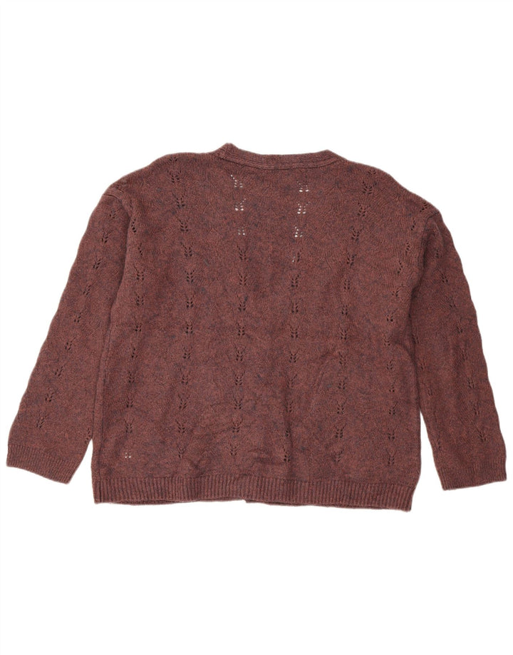 White Stuff Cárdigan de corte holgado para mujer, talla 44, acrílico granate mediano